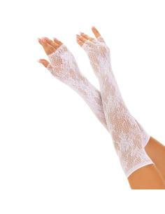 LEG AVENUE - GUANTES SIN DEDOS RED FLORAL BLANCO 2