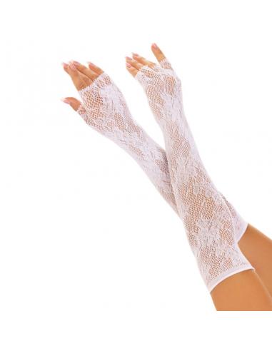 LEG AVENUE - GUANTES SIN DEDOS RED FLORAL BLANCO
