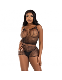 LEG AVENUE - SET CAMISETA & PANTALON REJILLA NEGRO