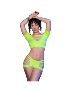 CHILIROSE - CR 4433 TOP & SHORTS VERDE S/M