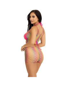 LEG AVENUE - SET TOP & PANTALON REJILLA MULTICOLOR 2