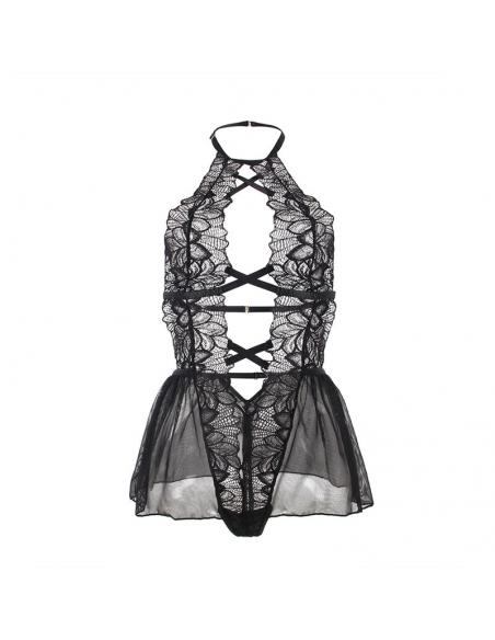SUBBLIME - TEDDY CUELLO HALTER ESPALDA DESCUBIERTA ENCAJE NEGRO S/M