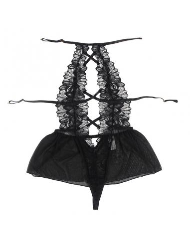 SUBBLIME - TEDDY CUELLO HALTER ESPALDA DESCUBIERTA ENCAJE NEGRO S/M