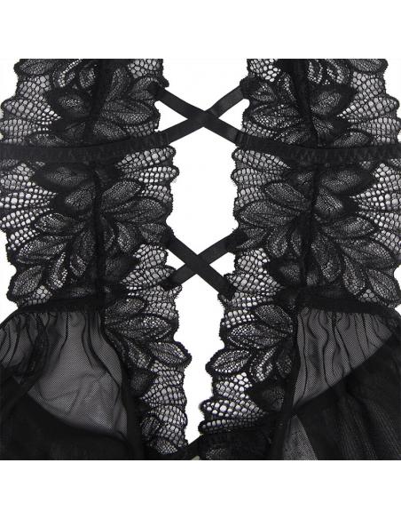 SUBBLIME - TEDDY CUELLO HALTER ESPALDA DESCUBIERTA ENCAJE NEGRO S/M