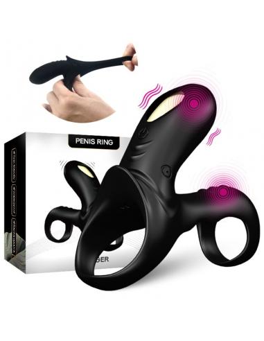 ARMONY - RANGER ANILLO DOBLE VIBRADOR PAREJA NEGRO