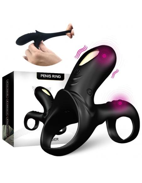 ARMONY - RANGER ANILLO DOBLE VIBRADOR PAREJA NEGRO
