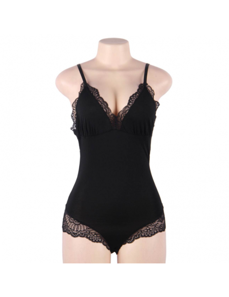 SUBBLIME - TEDDY DETALLE ENCAJE FLORAL NEGRO S/M