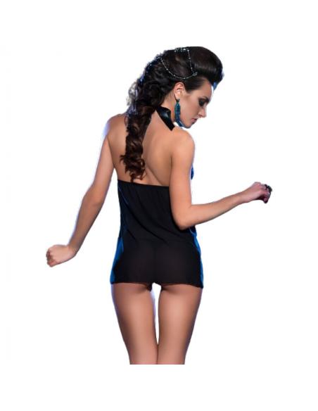 CHILIROSE - CR 3859 BABYDOLL & TANGA NEGRO/AZUL S/M