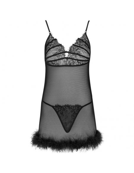 LIVCO CORSETTI FASHION - ZERUNAM SET BABYDOLL + TANGA NEGRO