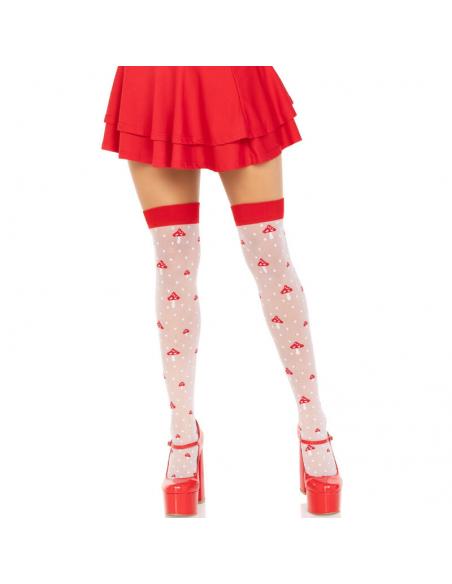 LEG AVENUE - CALCETINES ALTOS CHAMPIÑONES ROJO/BLANCO