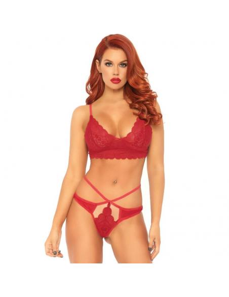 LEG AVENUE - SET 2 PIEZAS CON TANGA DOBLE TIRANTA M/L ROJO