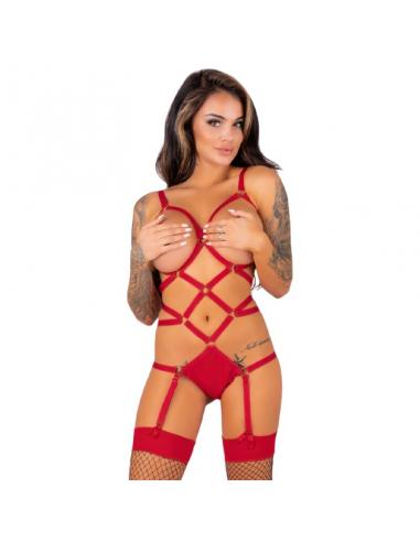 LIVCO CORSETTI FASHION -  THIARA LC 20213 SET BODY + MEDIAS ROJA S/M