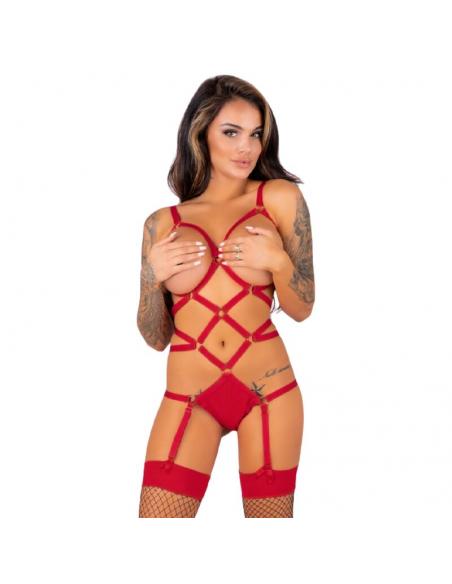 LIVCO CORSETTI FASHION -  THIARA LC 20213 SET BODY + MEDIAS ROJA S/M