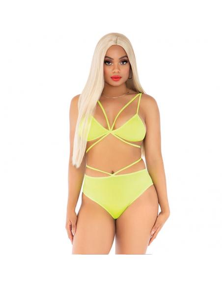 LEG AVENUE - TOP & BRAGAS CON TIRANTES AMARILLO