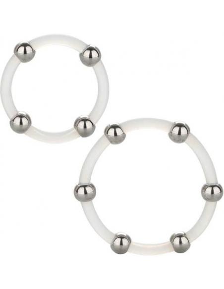 CALEXOTICS - KIT DE 2 UDS ANILLO DE SILICONA CON CUENTAS DE ACERO