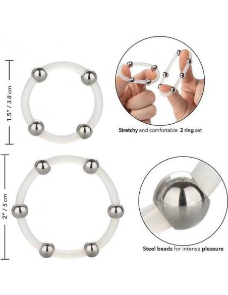 CALEXOTICS - KIT DE 2 UDS ANILLO DE SILICONA CON CUENTAS DE ACERO