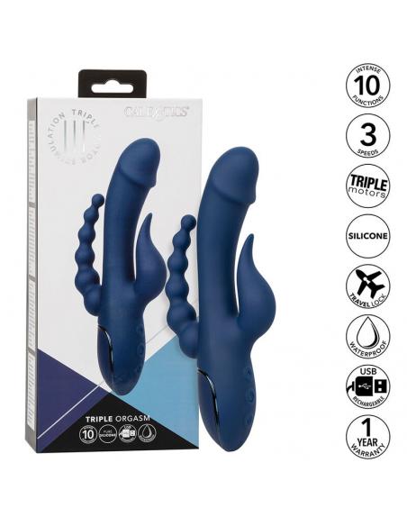 CALEXOTICS - VIBRADOR TRIPLE ORGASM AZUL