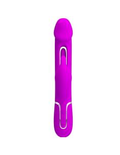 PRETTY LOVE - KAMPAS VIBRADOR RABBIT 3 EN 1 MULTIFUNCIÓN CON LENGUA FUCSIA 2