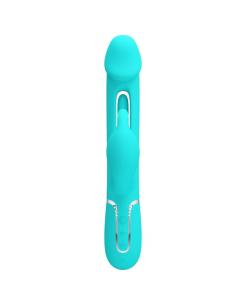 PRETTY LOVE - KAMPAS VIBRADOR RABBIT 3 EN 1 MULTIFUNCIÓN CON LENGUA VERDE AGUA 2
