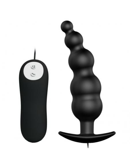 PRETTY LOVE - PLUG ANAL SILICONA ESTIMULACION EXTRA Y 12 MODOS VIBRACION NEGRO