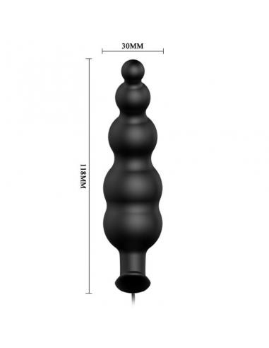 PRETTY LOVE - PLUG ANAL SILICONA ESTIMULACION EXTRA Y 12 MODOS VIBRACION NEGRO