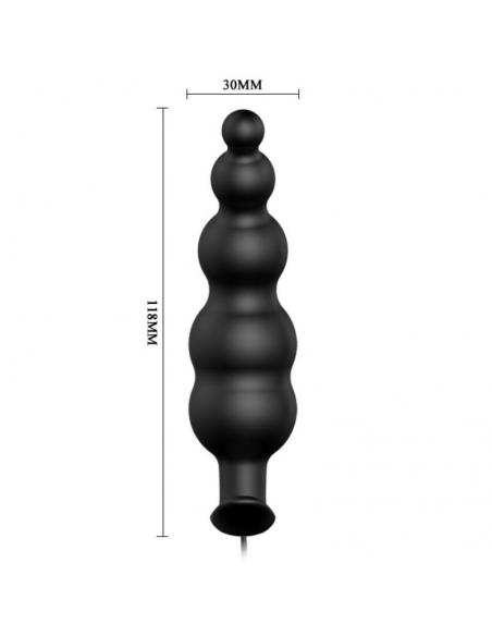 PRETTY LOVE - PLUG ANAL SILICONA ESTIMULACION EXTRA Y 12 MODOS VIBRACION NEGRO