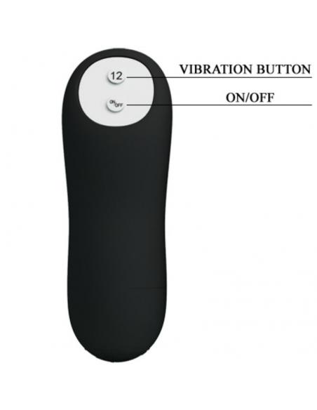 PRETTY LOVE - PLUG ANAL SILICONA ESTIMULACION EXTRA Y 12 MODOS VIBRACION NEGRO