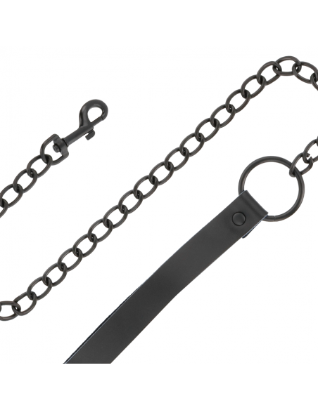 DARKNESS - ESPOSAS Y COLLAR DE CUERO NEGRO