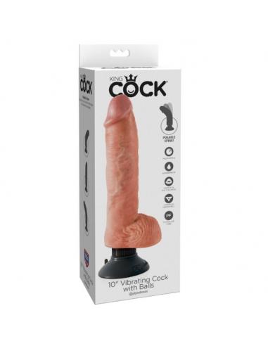 KING COCK - DILDO VIBRADOR CON TESTICULOS 25.5 CM COLOR NATURAL