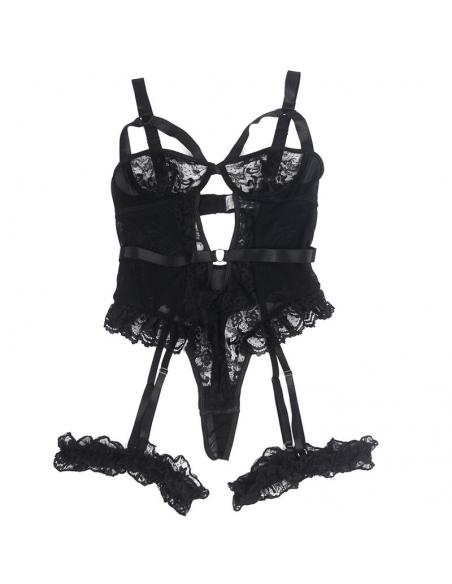SUBBLIME - TEDDY CON LIGA DETALLE ENCAJES Y TIRAS NEGRO S/M
