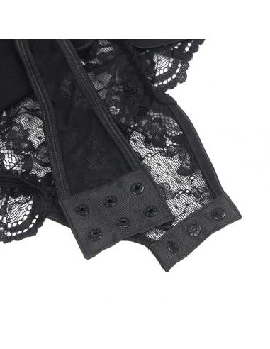 SUBBLIME - TEDDY CON LIGA DETALLE ENCAJES Y TIRAS NEGRO S/M