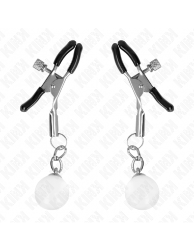 KINK - PINZAS PARA PEZONES PLATEADAS CON COLGANTE DE VIDRIO 6 CM