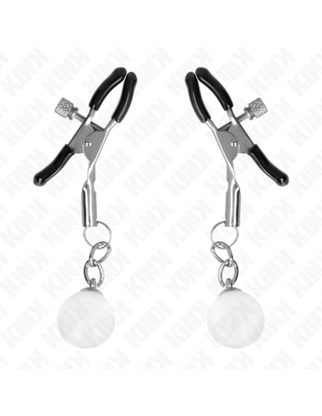 KINK - PINZAS PARA PEZONES PLATEADAS CON COLGANTE DE VIDRIO 6 CM