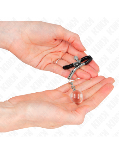 KINK - PINZAS PARA PEZONES PLATEADAS CON COLGANTE DE VIDRIO 6 CM