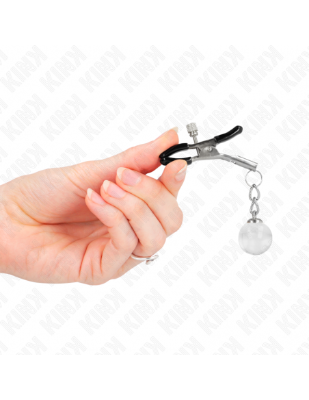 KINK - PINZAS PARA PEZONES PLATEADAS CON COLGANTE DE VIDRIO 6 CM