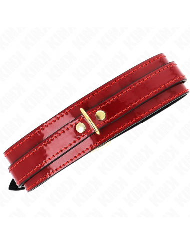 KINK - COLLAR AJUSTABLE ROJO VINO DETALLES DORADOS 29-42.5 CM X 4 CM