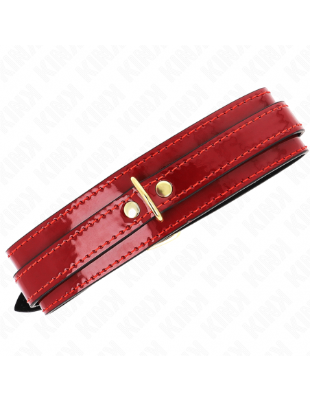 KINK - COLLAR AJUSTABLE ROJO VINO DETALLES DORADOS 29-42.5 CM X 4 CM