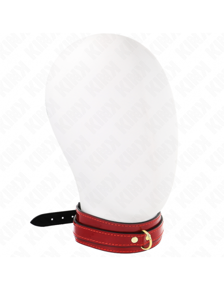 KINK - COLLAR AJUSTABLE ROJO VINO DETALLES DORADOS 29-42.5 CM X 4 CM
