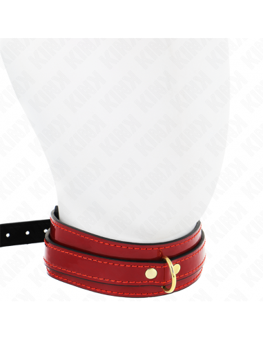 KINK - COLLAR AJUSTABLE ROJO VINO DETALLES DORADOS 29-42.5 CM X 4 CM