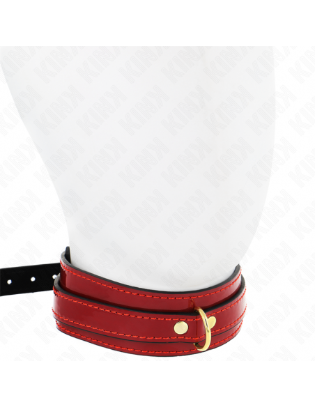 KINK - COLLAR AJUSTABLE ROJO VINO DETALLES DORADOS 29-42.5 CM X 4 CM