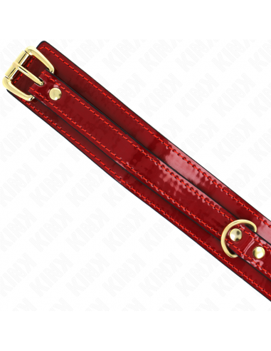 KINK - COLLAR AJUSTABLE ROJO VINO DETALLES DORADOS 29-42.5 CM X 4 CM