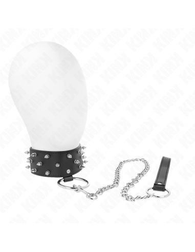 KINK - COLLAR CON CORREA 65 CM CON TACHUELAS PLATEADAS MODELO 5 AJUSTABLE 36-43 CM X 5 CM