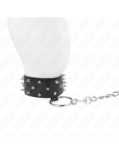 KINK - COLLAR CON CORREA 65 CM CON TACHUELAS PLATEADAS MODELO 5 AJUSTABLE 36-43 CM X 5 CM