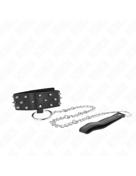 KINK - COLLAR CON CORREA 65 CM CON TACHUELAS PLATEADAS MODELO 5 AJUSTABLE 36-43 CM X 5 CM