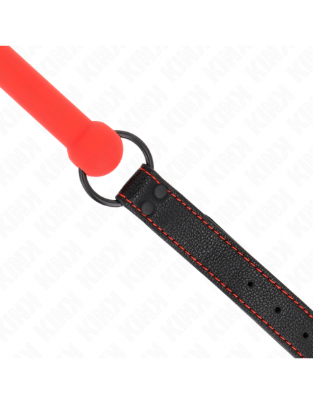 KINK - MORDAZA FORMA DE HUESO CON CORREA POLIPIEL ROJO AJUSTABLE 41-57 CM