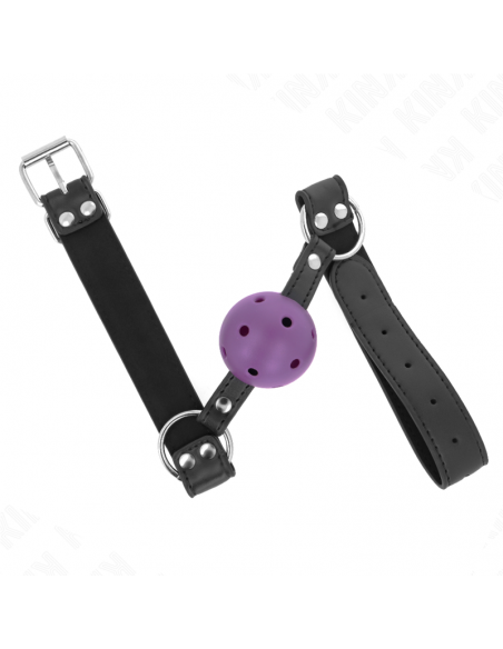 KINK - MORDAZA DE BOLA 4 CM TRANSPIRABLE CON DOBLE REMACHE MORADO 62 x 2.5 CM AJUSTABLE 42-58 CM