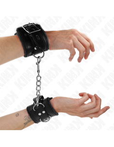 KINK - MUÃEQUERAS FORRADAS NEGRO CON CORREA NEGRO AJUSTABLE 20-29 CM X 5.5 CM