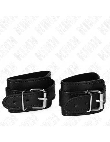KINK - MUÃEQUERAS ESTILO MAZMORRA CON CERRADURA NEGRO AJUSTABLE 21-28 CM X 5.5 CM