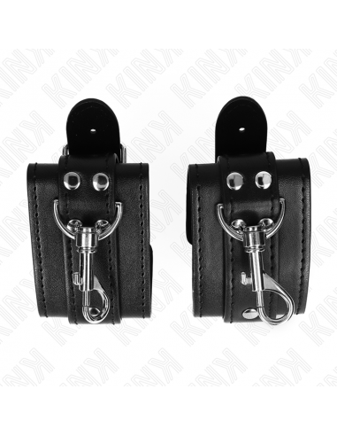 KINK - MUÃEQUERAS ESTILO MAZMORRA CON CERRADURA NEGRO AJUSTABLE 21-28 CM X 5.5 CM