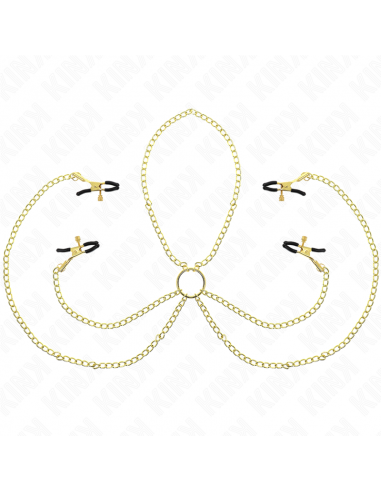 KINK - PINZAS PARA PEZONES Y CLÃTORIS 4 ENGANCHES AJUSTABLE DORADO